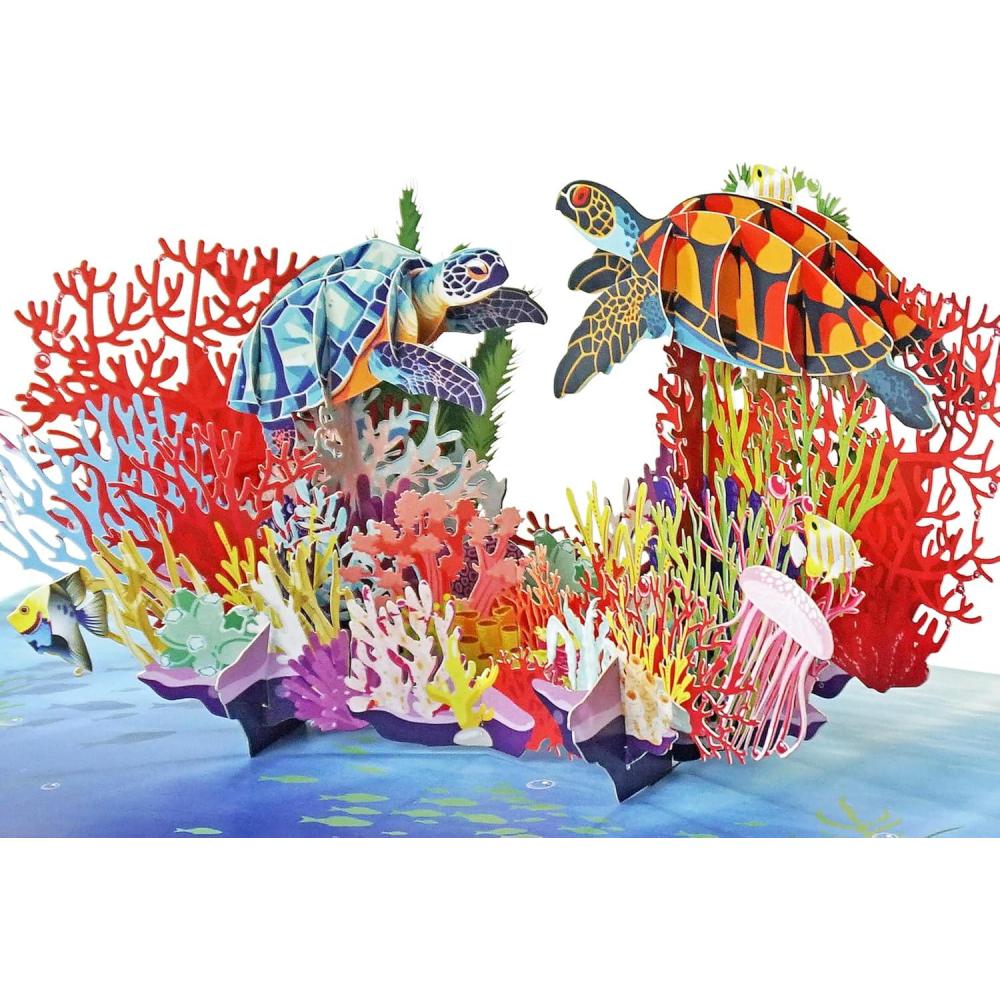 imageCUTPOPUP Birthday Card Pop Up 3D Greeting Sea Animals All Occasions TurtleTurtles6x8in