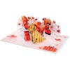 CUTPOPUP Anniversary Card Pop Up, Valentines Day, Wedding, Engagement, 3D Greeting Card (Parrot Couple)(Golden Love-6x8in)