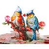CUTPOPUP Anniversary Card Pop Up, Valentines Day, Wedding, Engagement, 3D Greeting Card (Parrot Couple)(Bluejay Couple -6x8in)