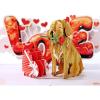CUTPOPUP Anniversary Card Pop Up, Valentines Day, Wedding, Engagement, 3D Greeting Card (Parrot Couple)(Golden Love-6x8in)