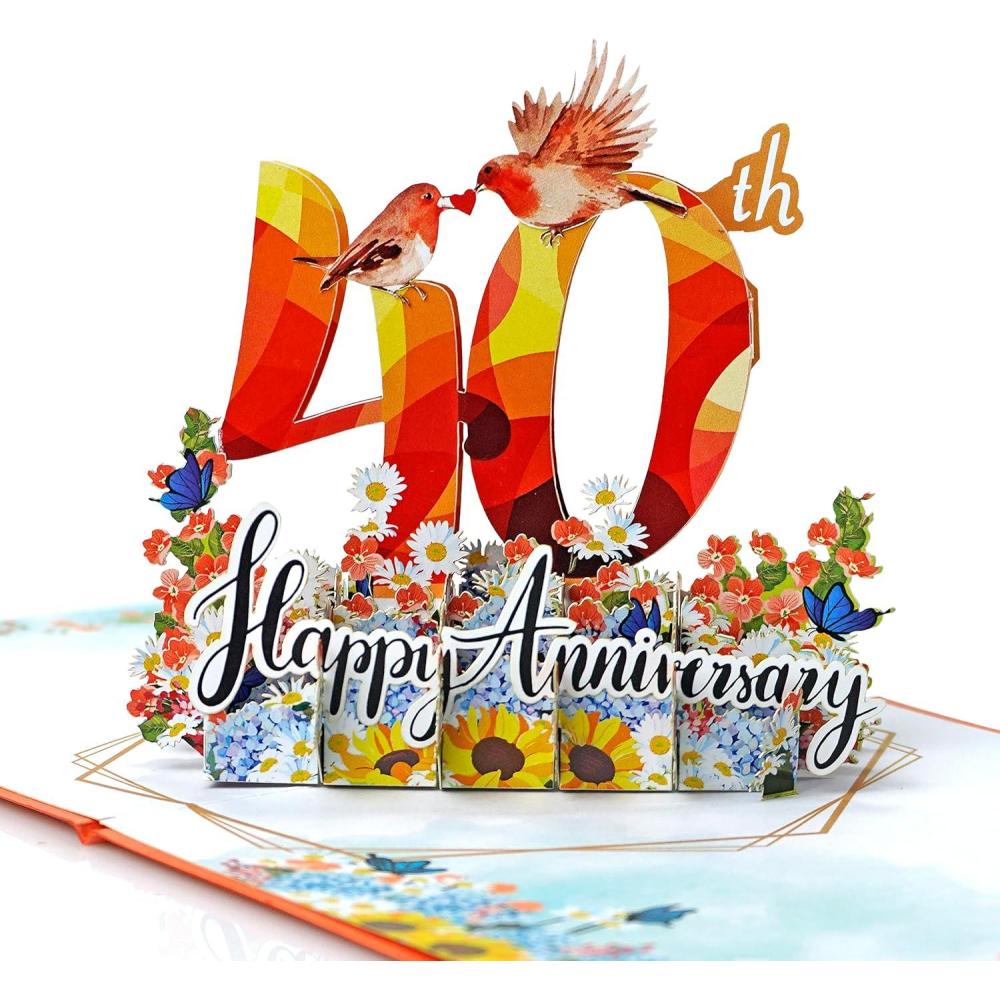 imageCUTPOPUP 40th Anniversary Card Pop Up 3D Greeting Card Pigeon Couple