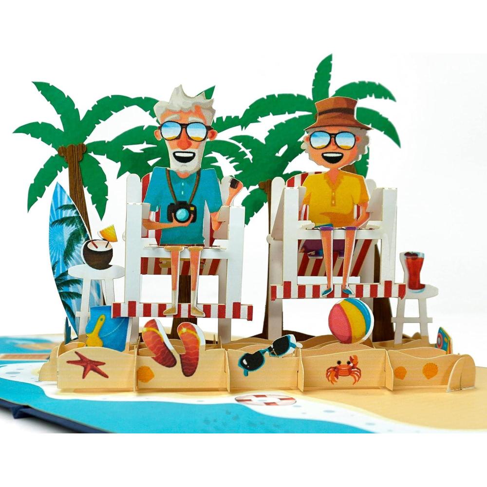imageCUTPOPUP Anniversary Card Pop Up Birthday 3D Greeting Retirement Card Beach Couple