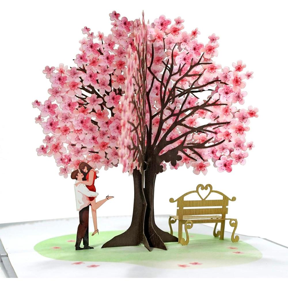 imageCUTPOPUP Anniversary Card Pop Up Valentines Day Wedding 3D Greeting Card Valentines Day Romantic Love Air BalloonCherry Couple