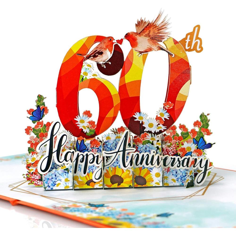 imageCUTPOPUP Anniversary Card Pop Up Wedding 3D Greeting Card 60th Anniversary Pigeon Couple