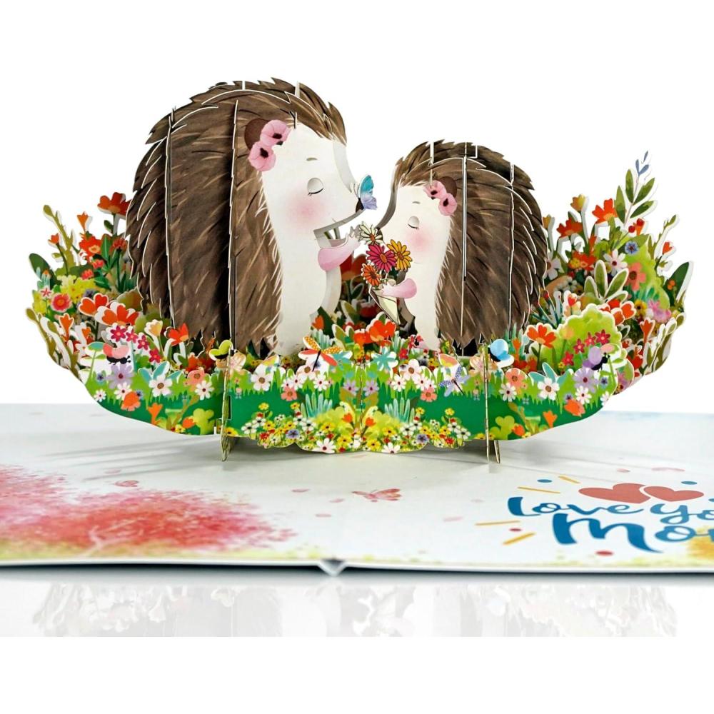 imageCUTPOPUP Birthday Card Pop Up 3D Birthday Card Anniversary 3D Greeting Card Magnolia TreeHedgehog Mama6x8in