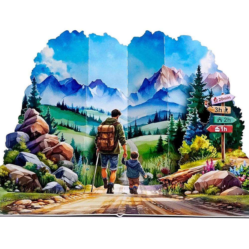 imageCUTPOPUP Birthday Card for Men Fathers Day Card Pop Up Fathers Day Birthday 3D Greeting Card for Husband Son Dad Grandpa BBQ GrillFirst Adventure6x8in