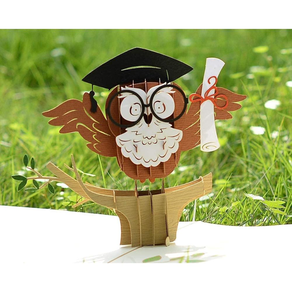 imageCUTPOPUP Graduation Card Pop Up 3D High School Greeting Card OwlOwl Graduation