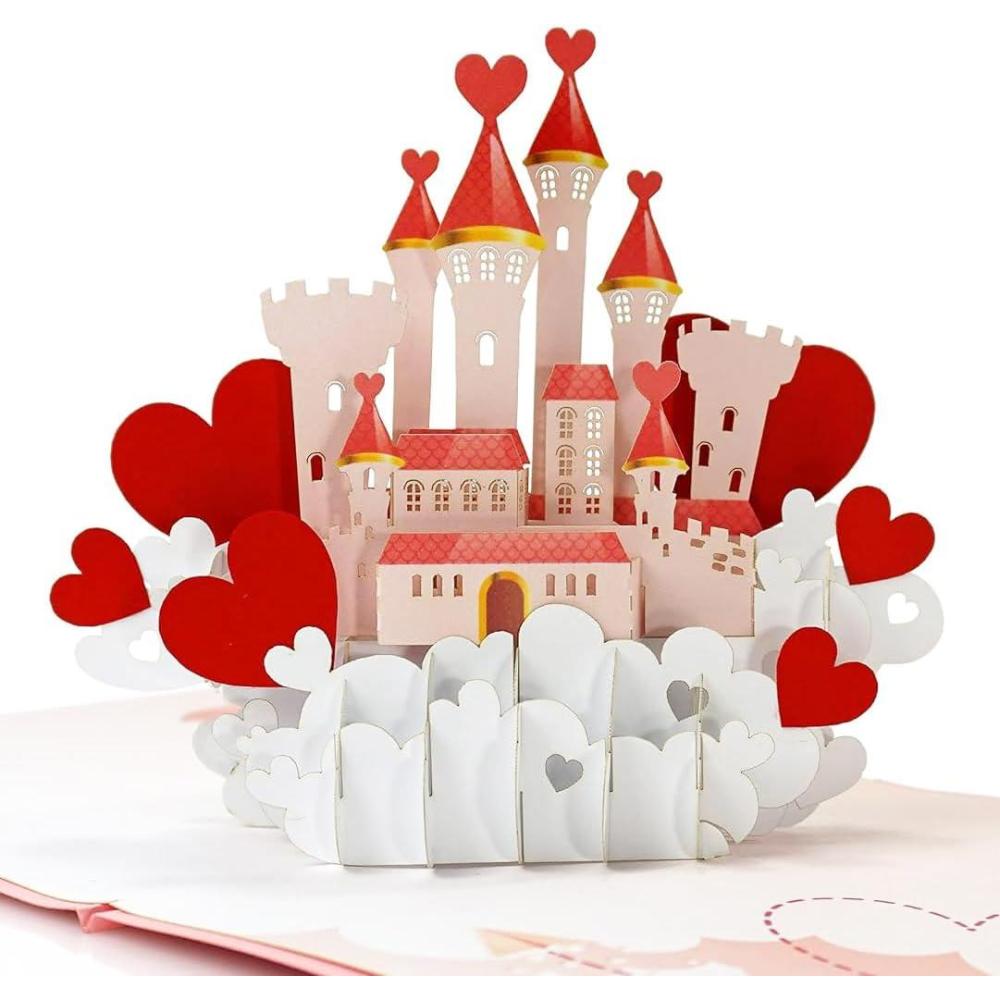 imageCUTPOPUP Valentines Day Card Pop Up Anniversary Card Wedding 3D Greeting Card Valentines Day Romantic Loved Card Love CastleValentiens Love Castle