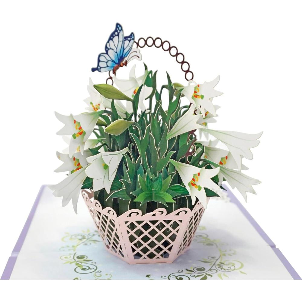 imageCUTPOPUP White Lily Sympathy Pop Up Card With Sympathy Card Loss of Loved One Pet Mom Dad Child Condolence Bereavement Grief with Envelope White Lily