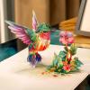 CUTPOPUP 40th Birthday Card Pop Up, Mother’s Day, 3D Greeting, Thank You Card (40th Sunflowers Bastket)(Hummingbird Purple Flower-6x8in)