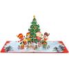 CUTPOPUP Merry Christmas Pop Up, 3D Holiday Greeting Xmas Card (Christmas Tree)(Xmas Children and Tree – 6″x6″)