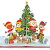 CUTPOPUP Merry Christmas Pop Up, 3D Holiday Greeting Xmas Card (Christmas Tree)(Xmas Children and Tree – 6″x6″)