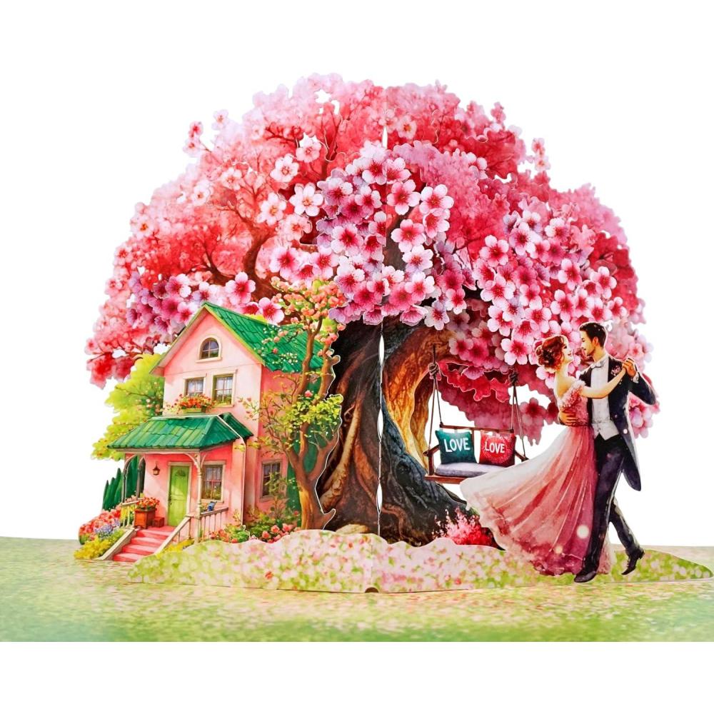 imageCUTPOPUP BlueJay Couple Valentines Day Card Pop Up Anniversary Card Wedding Engagement 3D Greeting Card BlueJay CoupleHeartDownCherry House6x8in
