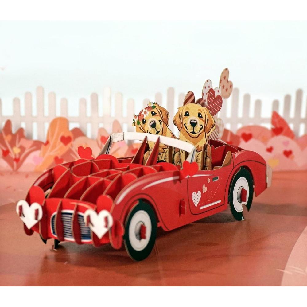 imageCUTPOPUP BlueJay Couple Valentines Day Card Pop Up Anniversary Card Wedding Engagement 3D Greeting Card BlueJay CoupleHeartDownLove Car6x8in