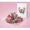 CUTPOPUP BlueJay Couple, Valentines Day Card Pop Up, Anniversary Card, Wedding, Engagement, 3D Greeting Card (BlueJay Couple-HeartDown)(Bluejay Couple -6x8in)