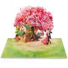 CUTPOPUP BlueJay Couple, Valentines Day Card Pop Up, Anniversary Card, Wedding, Engagement, 3D Greeting Card (BlueJay Couple-HeartDown)(Cherry House-6x8in)