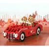 CUTPOPUP BlueJay Couple, Valentines Day Card Pop Up, Anniversary Card, Wedding, Engagement, 3D Greeting Card (BlueJay Couple-HeartDown)(Love Car-6x8in)