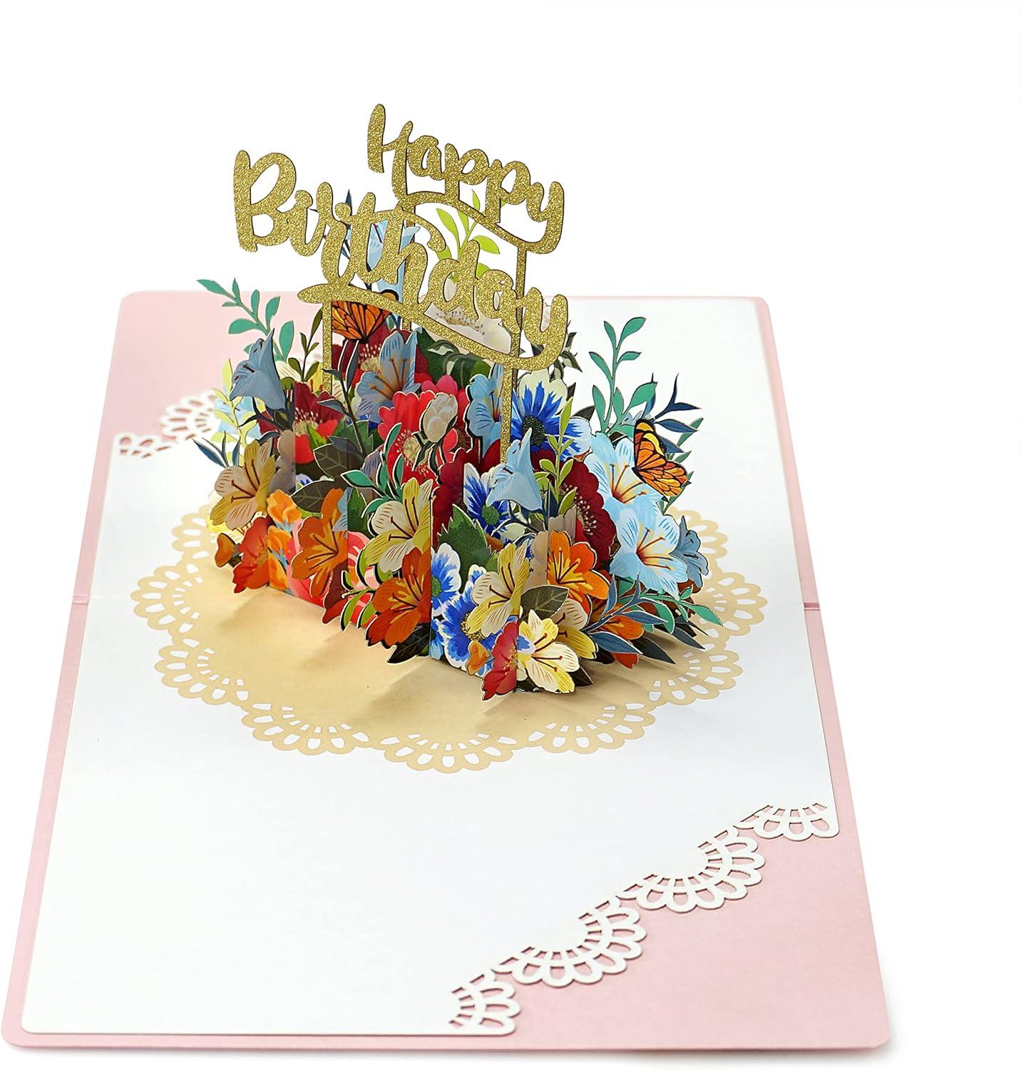 imageCUTPOPUP Birthday Card Pop Up Mothers Day 3D Greeting Thank You Card Flowers Birthday