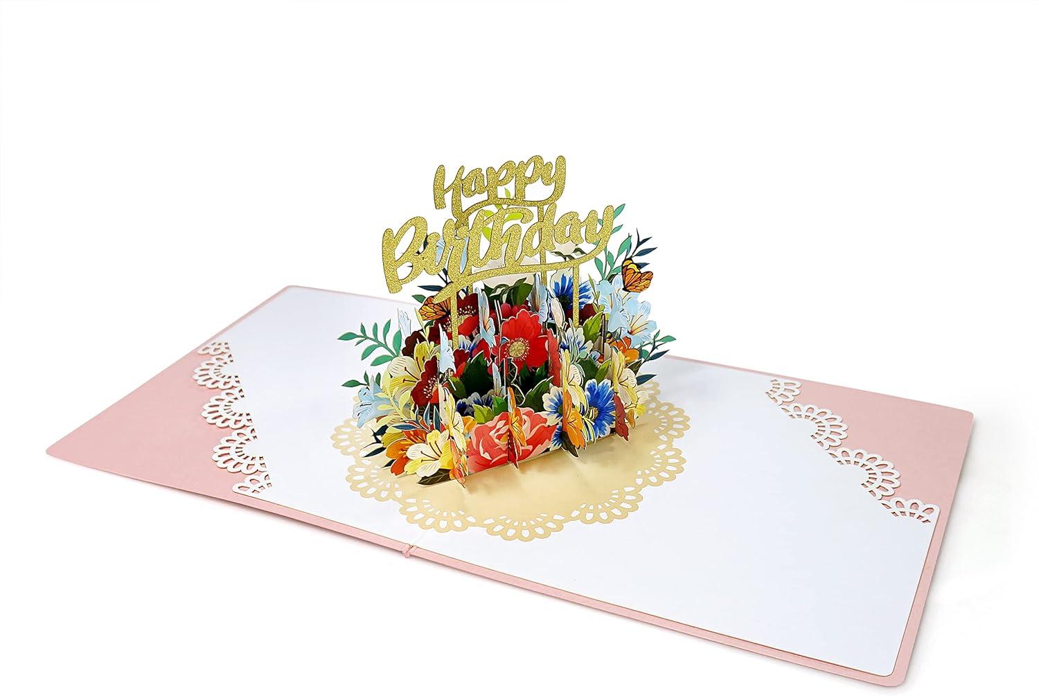 imageCUTPOPUP Birthday Card Pop Up Mothers Day 3D Greeting Thank You Card Flowers Birthday