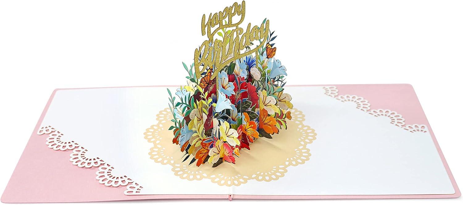imageCUTPOPUP Birthday Card Pop Up Mothers Day 3D Greeting Thank You Card Flowers Birthday