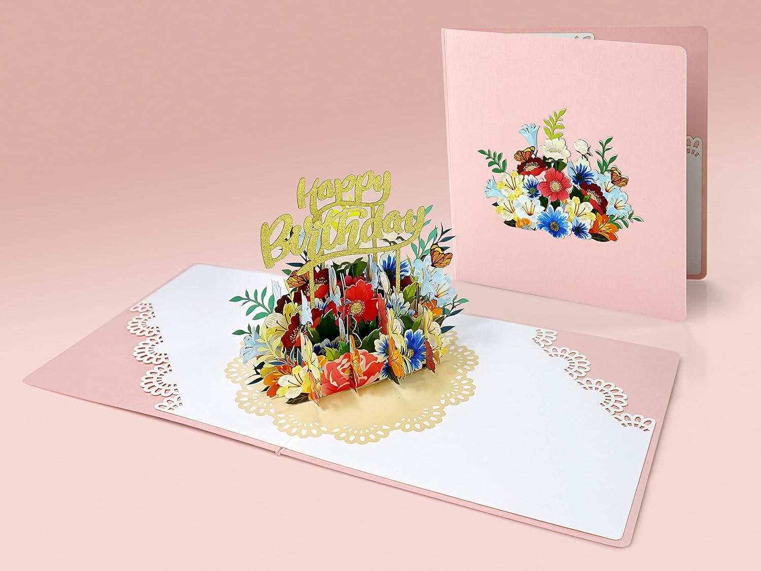 imageCUTPOPUP Birthday Card Pop Up Mothers Day 3D Greeting Thank You Card Flowers Birthday