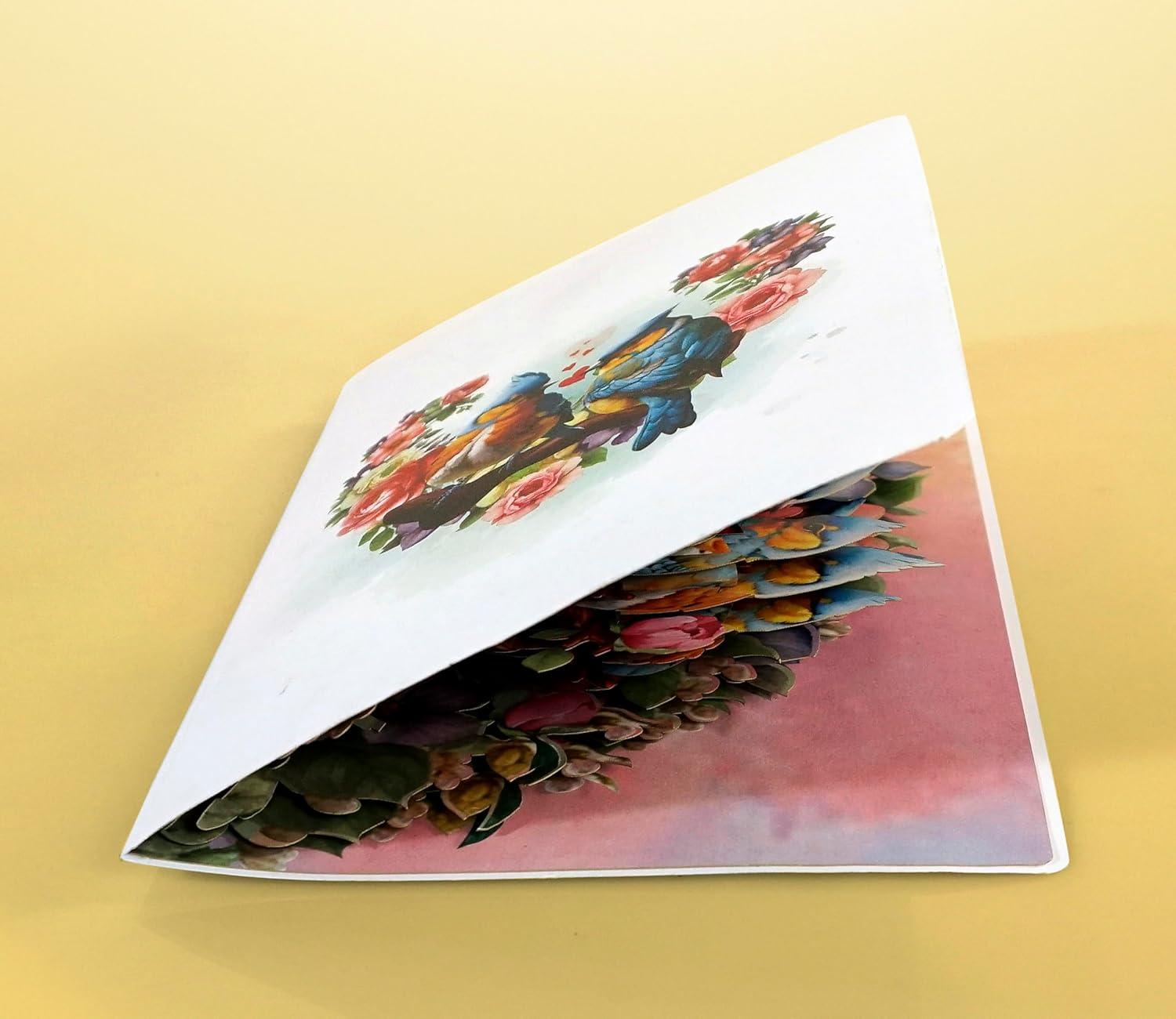 imageCUTPOPUP Valentine Card Pop Up 3D Romantic Love Cards for Valentines Day Happy Valentines TextBluejay Couple 6x8in