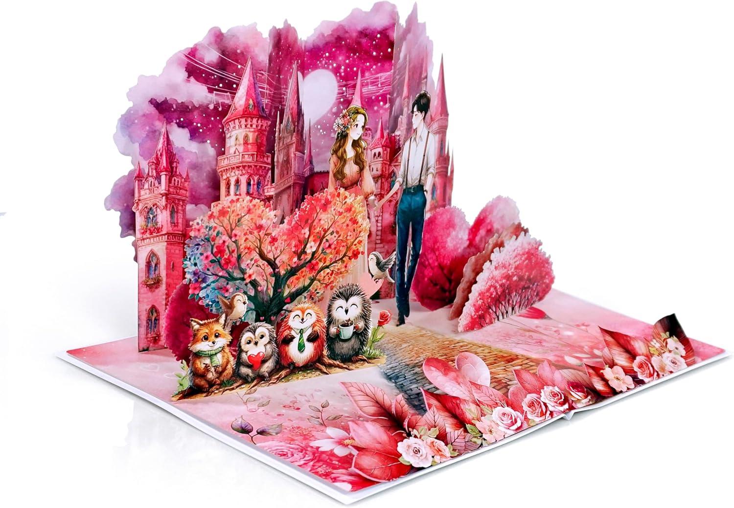 imageCUTPOPUP Valentine Card Pop Up 3D Romantic Love Cards for Valentines Day Happy Valentines TextLove Land6x8in