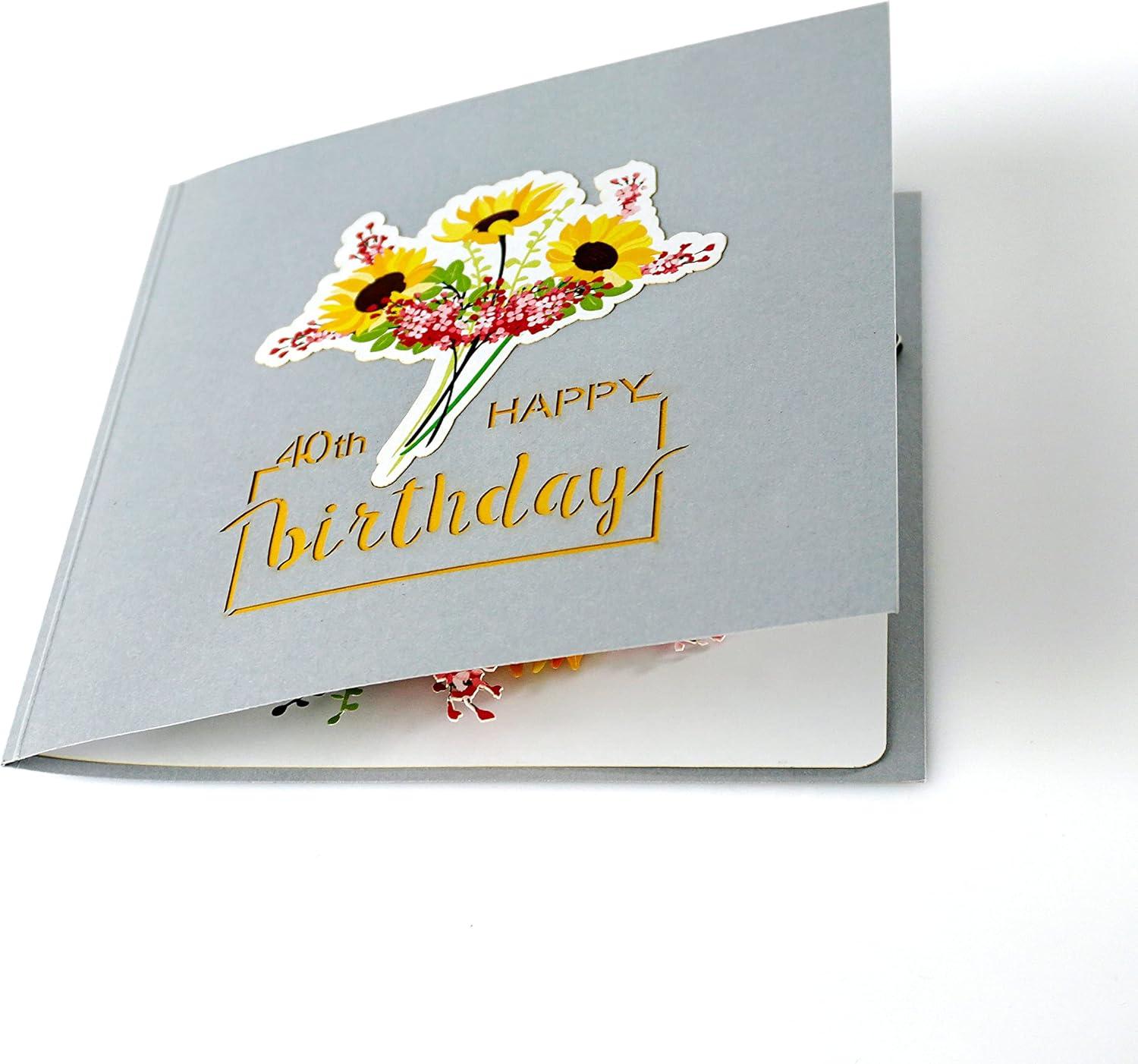 imageCUTPOPUP Mothers Day Card Pop Up 3D Birthday Greeting Card Mothers Day Card for Women Mom Wife Grandma Aunt Daughter Mama Chipmunk40th Sunflowers Bastket6x6in