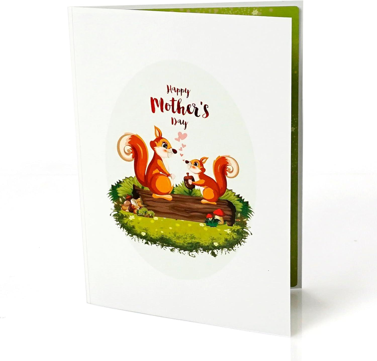 imageCUTPOPUP Mothers Day Card Pop Up 3D Birthday Greeting Card Mothers Day Card for Women Mom Wife Grandma Aunt Daughter Mama ChipmunkChipmunk6x8in
