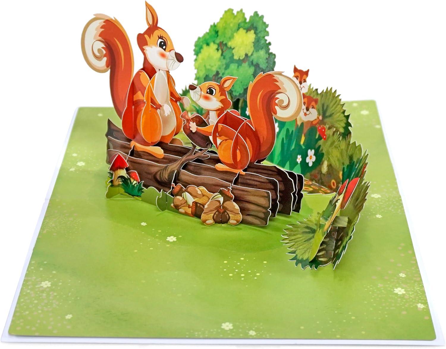 imageCUTPOPUP Mothers Day Card Pop Up 3D Birthday Greeting Card Mothers Day Card for Women Mom Wife Grandma Aunt Daughter Mama ChipmunkChipmunk6x8in