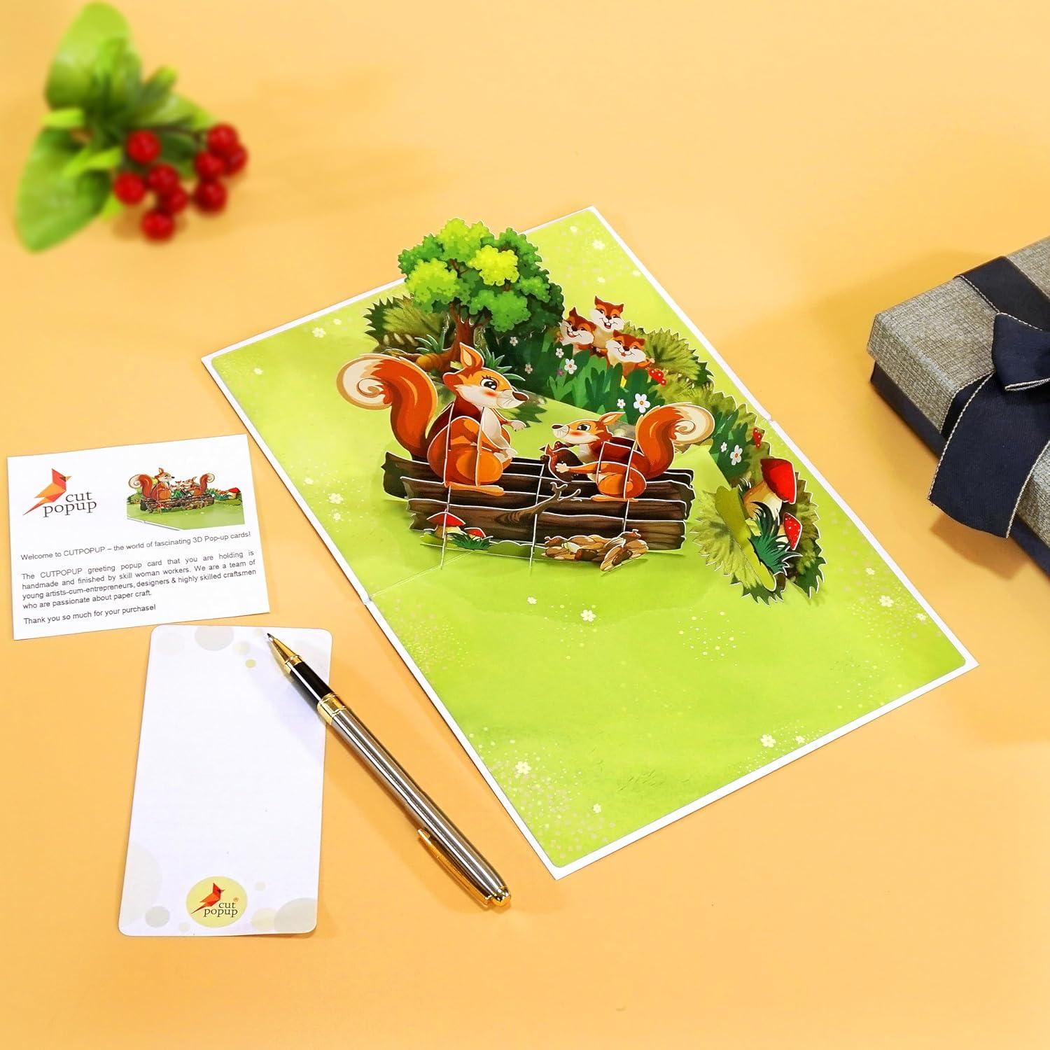 imageCUTPOPUP Mothers Day Card Pop Up 3D Birthday Greeting Card Mothers Day Card for Women Mom Wife Grandma Aunt Daughter Mama ChipmunkChipmunk6x8in