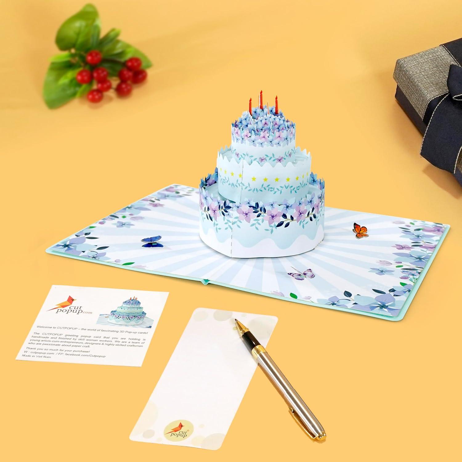 imageCUTPOPUP Mothers Day Card Pop Up 3D Birthday Greeting Card Mothers Day Card for Women Mom Wife Grandma Aunt Daughter Mama ChipmunkFloral Birthday Cake6x8in