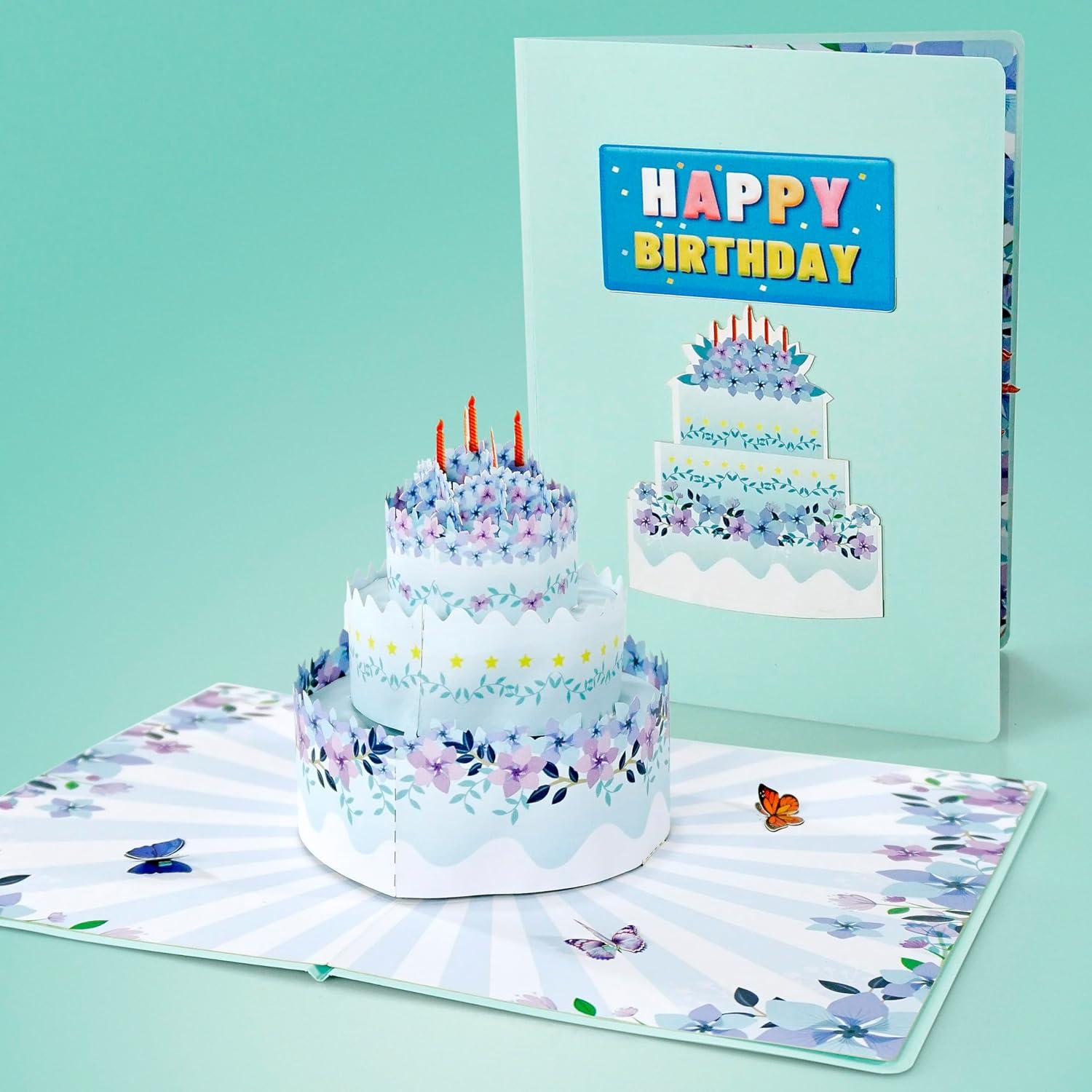 imageCUTPOPUP Mothers Day Card Pop Up 3D Birthday Greeting Card Mothers Day Card for Women Mom Wife Grandma Aunt Daughter Mama ChipmunkFloral Birthday Cake6x8in