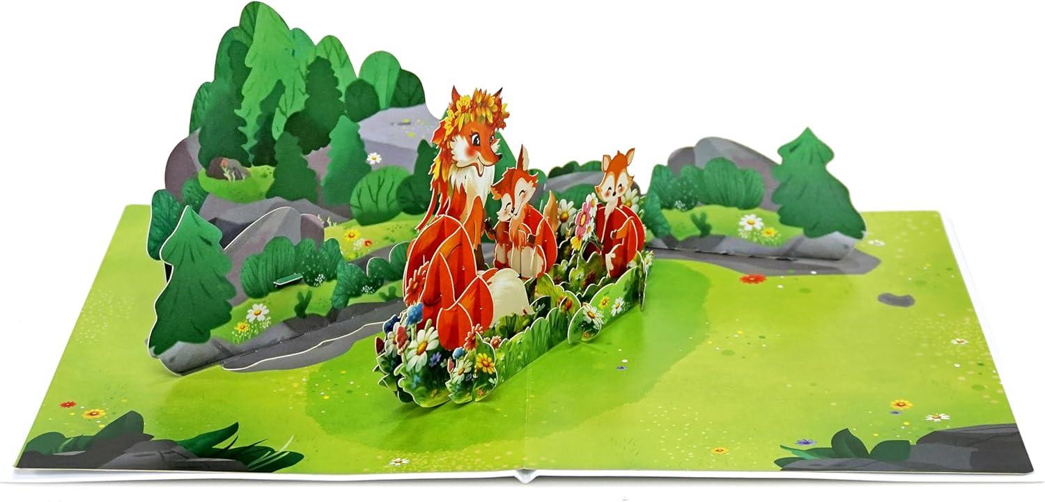imageCUTPOPUP Mothers Day Card Pop Up 3D Birthday Greeting Card Mothers Day Card for Women Mom Wife Grandma Aunt Daughter Mama ChipmunkFox6x8in