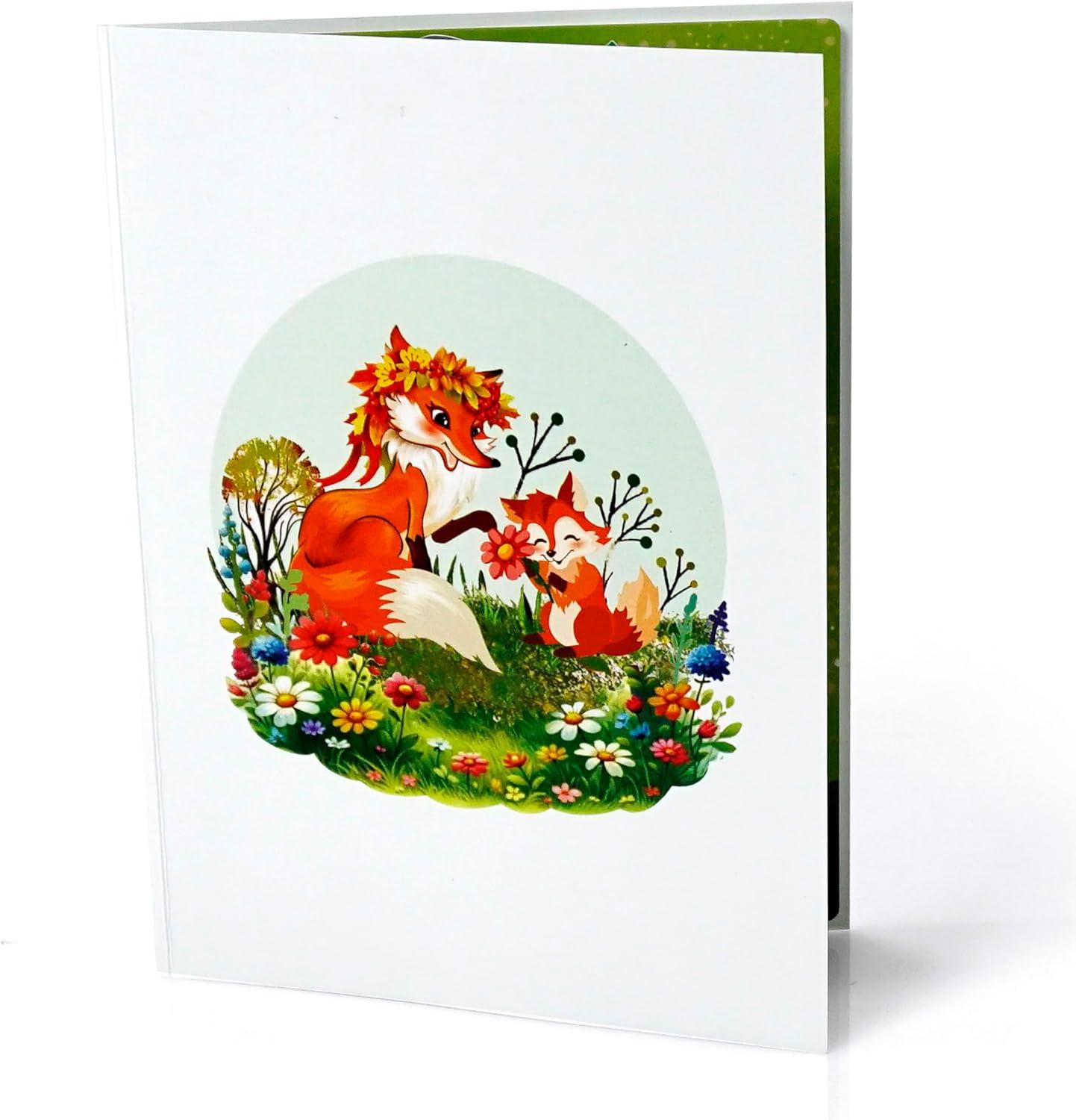 imageCUTPOPUP Mothers Day Card Pop Up 3D Birthday Greeting Card Mothers Day Card for Women Mom Wife Grandma Aunt Daughter Mama ChipmunkFox6x8in