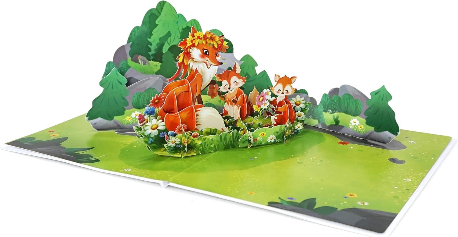 imageCUTPOPUP Mothers Day Card Pop Up 3D Birthday Greeting Card Mothers Day Card for Women Mom Wife Grandma Aunt Daughter Mama ChipmunkFox6x8in