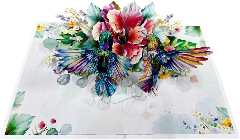 imageCUTPOPUP Mothers Day Card Pop Up 3D Birthday Greeting Card Mothers Day Card for Women Mom Wife Grandma Aunt Daughter Mama ChipmunkHibicus Hummingbird6x8in