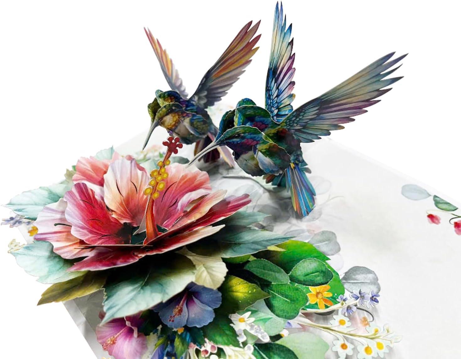 imageCUTPOPUP Mothers Day Card Pop Up 3D Birthday Greeting Card Mothers Day Card for Women Mom Wife Grandma Aunt Daughter Mama ChipmunkHibicus Hummingbird6x8in