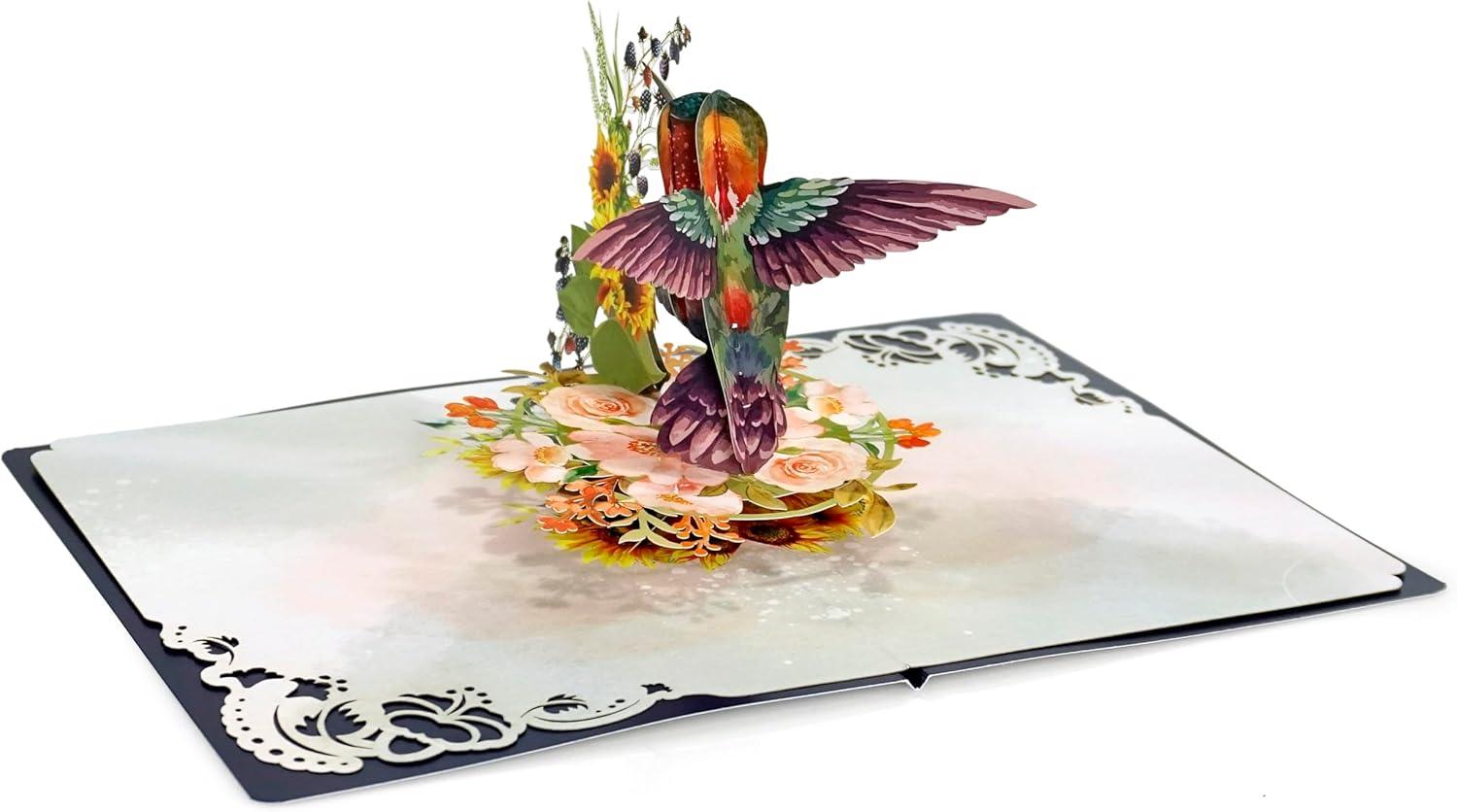 imageCUTPOPUP Mothers Day Card Pop Up 3D Birthday Greeting Card Mothers Day Card for Women Mom Wife Grandma Aunt Daughter Mama ChipmunkHummingbird Sunflower6x8in