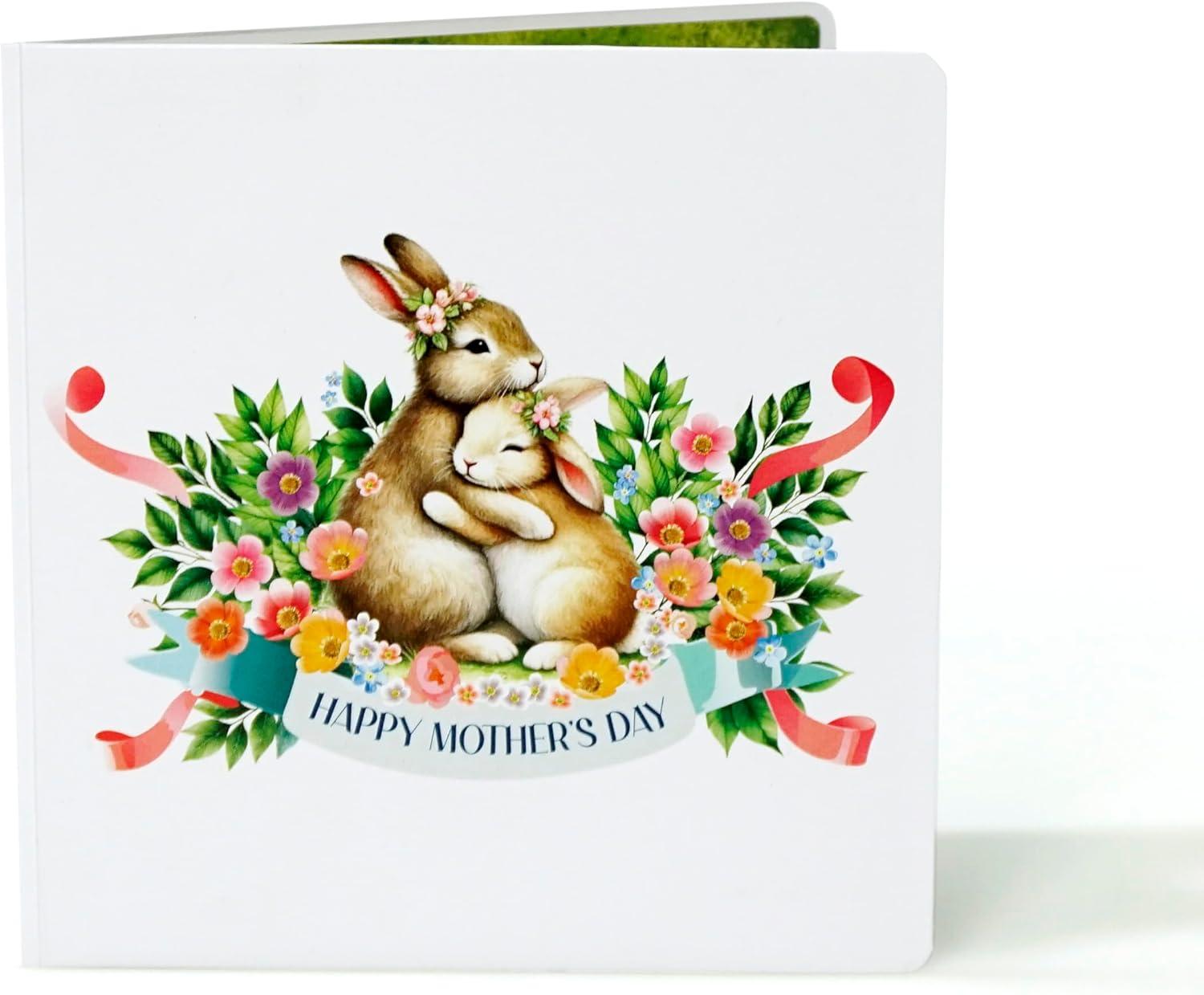 imageCUTPOPUP Mothers Day Card Pop Up 3D Birthday Greeting Card Mothers Day Card for Women Mom Wife Grandma Aunt Daughter Mama ChipmunkRabbit Mama6x8in