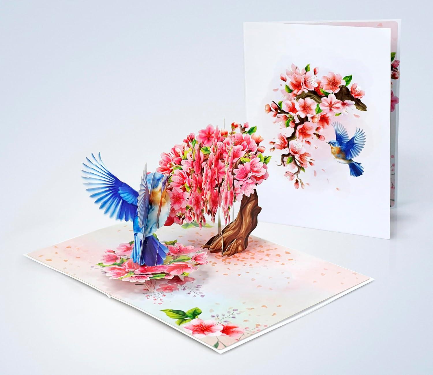 imageCUTPOPUP Mothers Day Card Pop Up 3D Birthday Greeting Card Mothers Day Card for Women Mom Wife Grandma Aunt Daughter Mama ChipmunkRobin Cherry6x8in