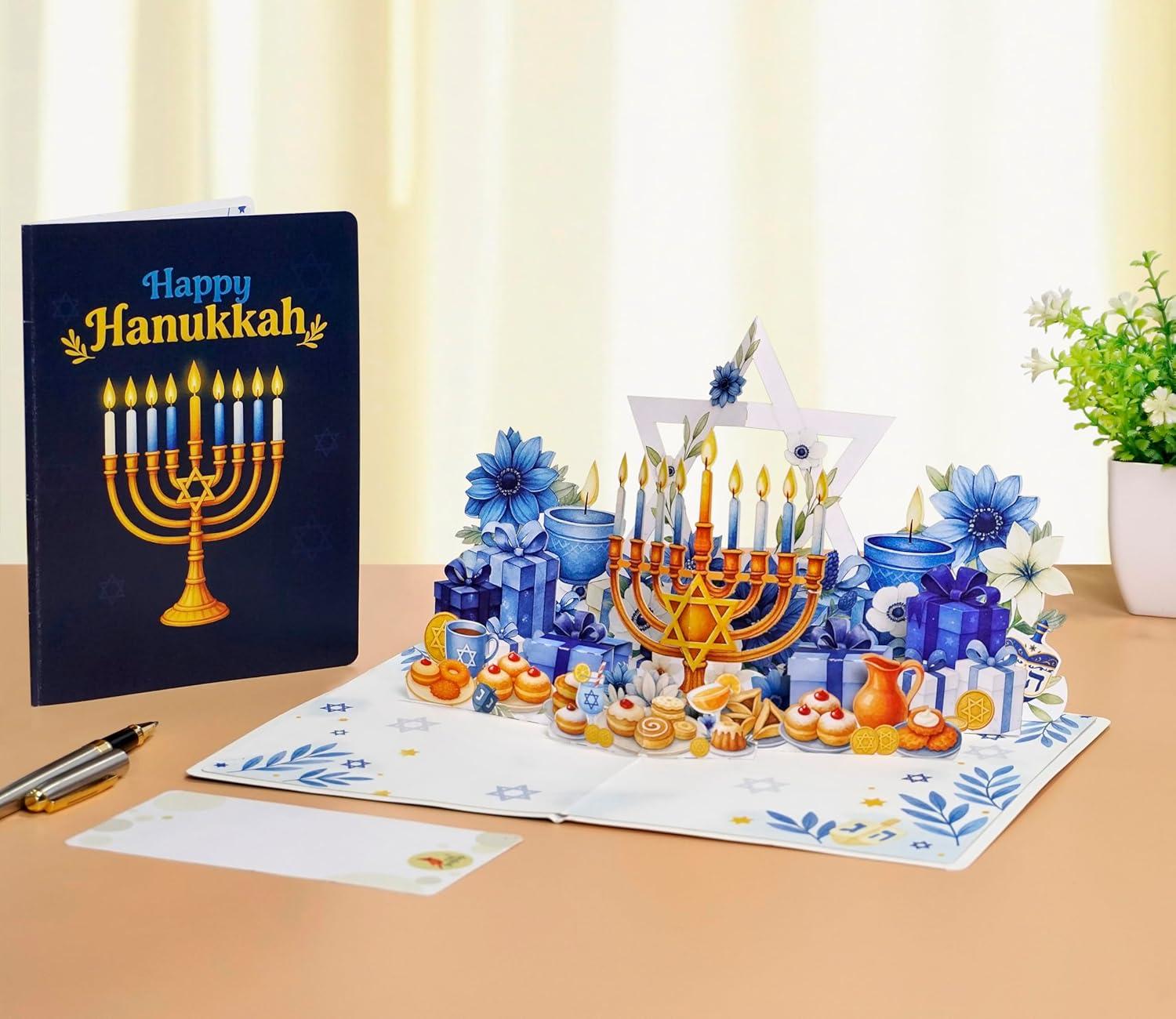imageCUTPOPUP Hanukkah Pop Up Card Happy Chanukah Holiday for Family Friends Boys Girls Men Women Menorah
