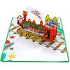 CUTPOPUP Christmas Card Pop Up, Poinsettia Card with Cardinals, 3D Xmas, New Year, Holiday Greeting Card (Poinsettia, Cardinals)(Merry Christmas Train)