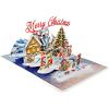CUTPOPUP Christmas Card Pop Up, Poinsettia Card with Cardinals, 3D Xmas, New Year, Holiday Greeting Card (Poinsettia, Cardinals)(Xmas Town-6x8in)