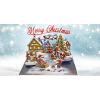 CUTPOPUP Christmas Card Pop Up, Poinsettia Card with Cardinals, 3D Xmas, New Year, Holiday Greeting Card (Poinsettia, Cardinals)(Xmas Town-6x8in)