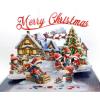 CUTPOPUP Christmas Card Pop Up, Poinsettia Card with Cardinals, 3D Xmas, New Year, Holiday Greeting Card (Poinsettia, Cardinals)(Xmas Town-6x8in)
