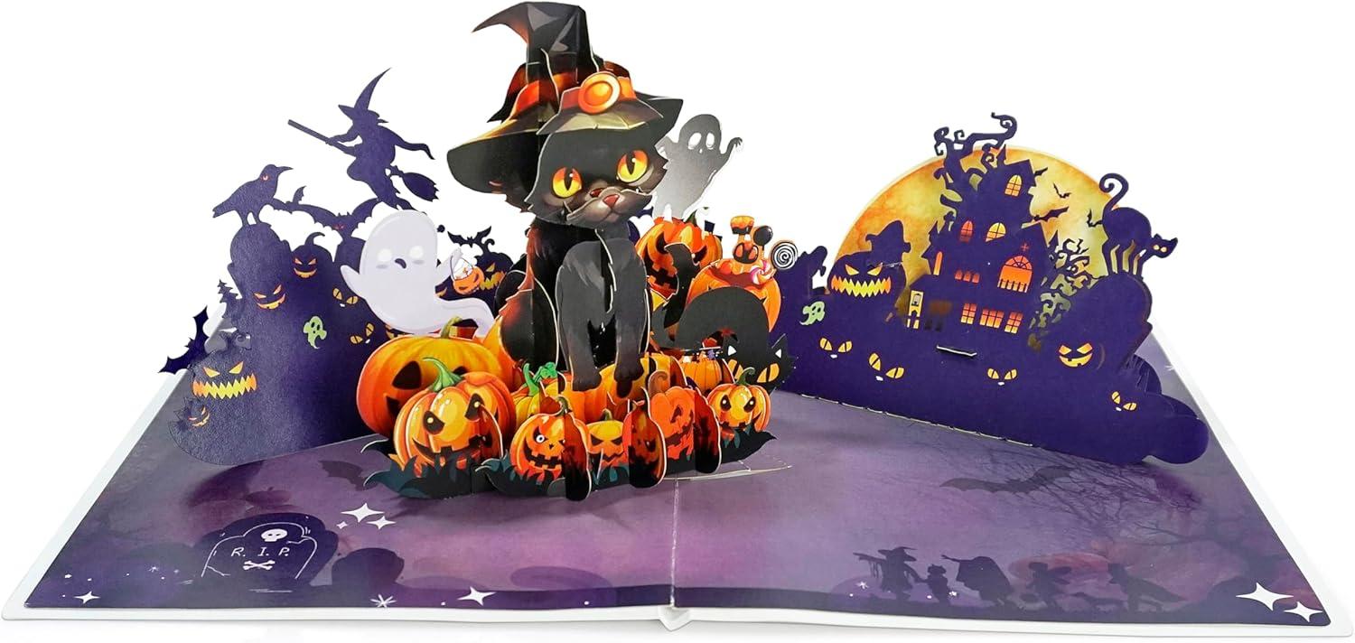 imageCUTPOPUP Turkey Thanksgiving Card Pop Up Halloween Card Pop Up Fall Greeting Thank You CardsCute Halloween Cat6x8in