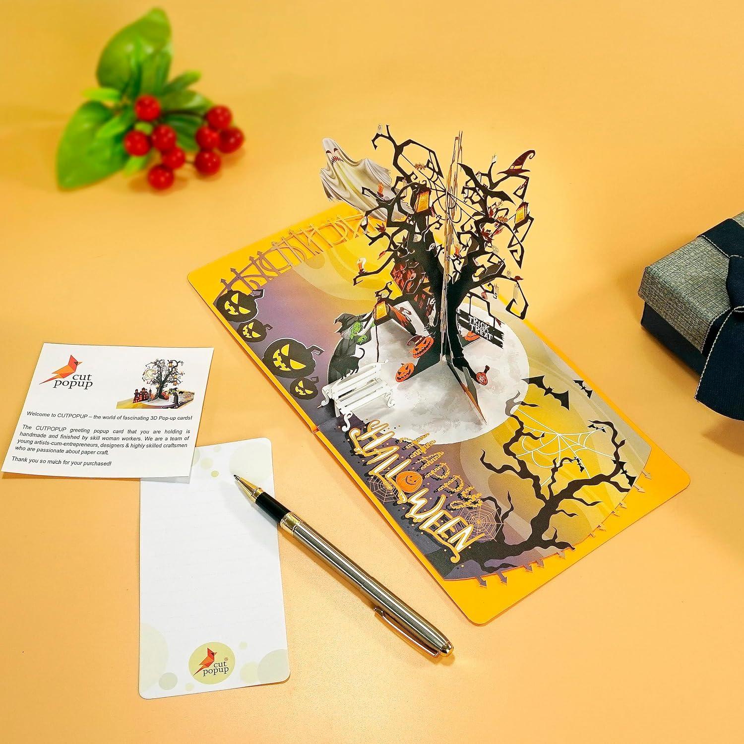 imageCUTPOPUP Turkey Thanksgiving Card Pop Up Halloween Card Pop Up Fall Greeting Thank You CardsGhost Tree Halloween