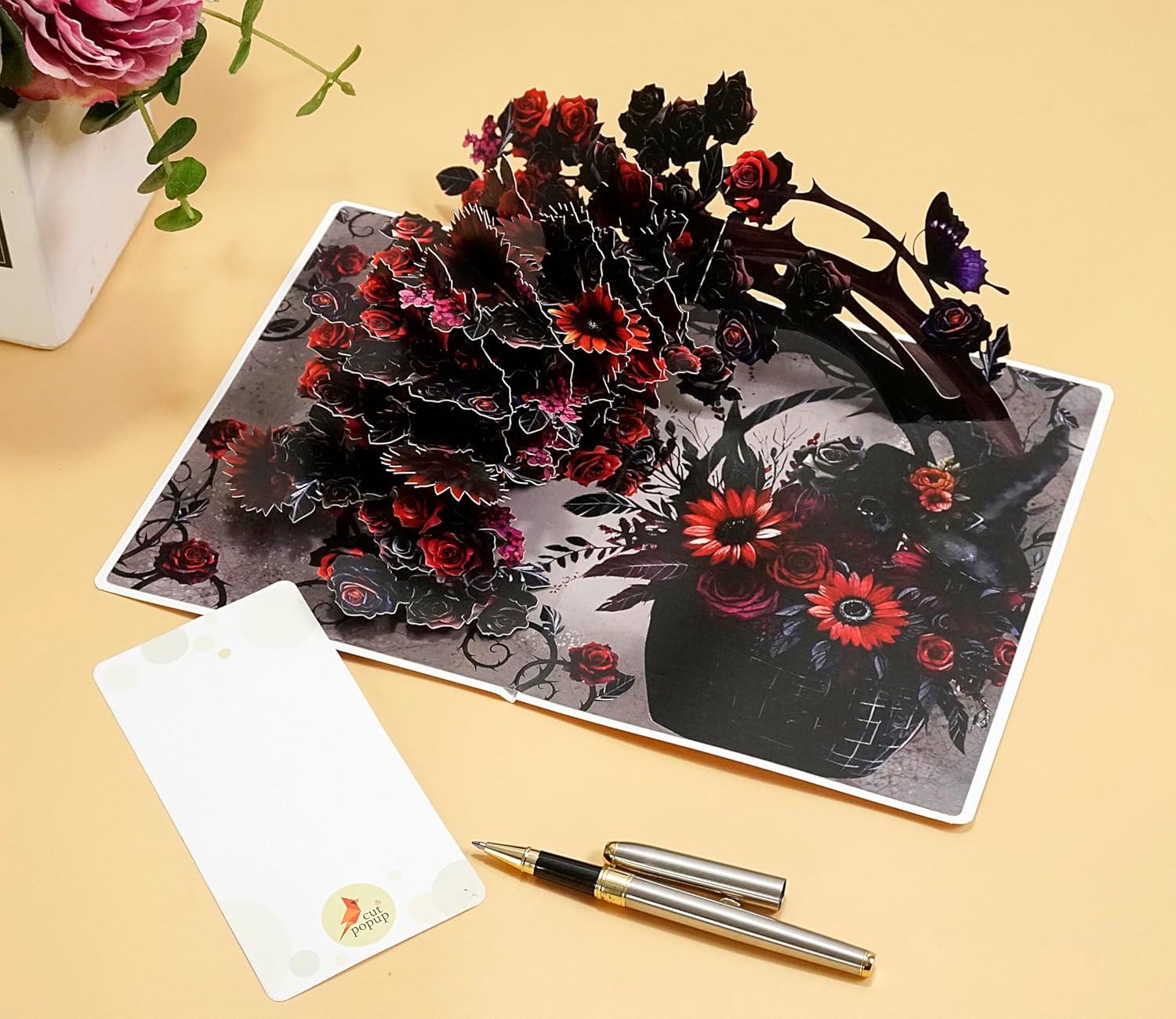 imageCUTPOPUP Turkey Thanksgiving Card Pop Up Halloween Card Pop Up Fall Greeting Thank You CardsHalloween Flower6x8in
