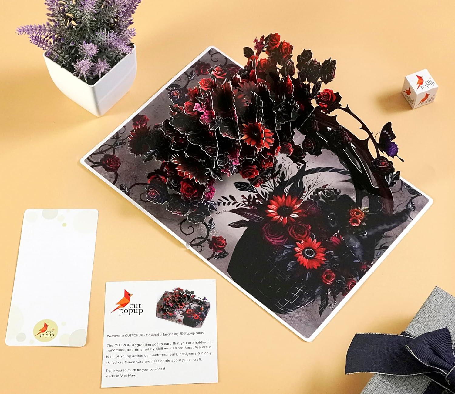 imageCUTPOPUP Turkey Thanksgiving Card Pop Up Halloween Card Pop Up Fall Greeting Thank You CardsHalloween Flower6x8in